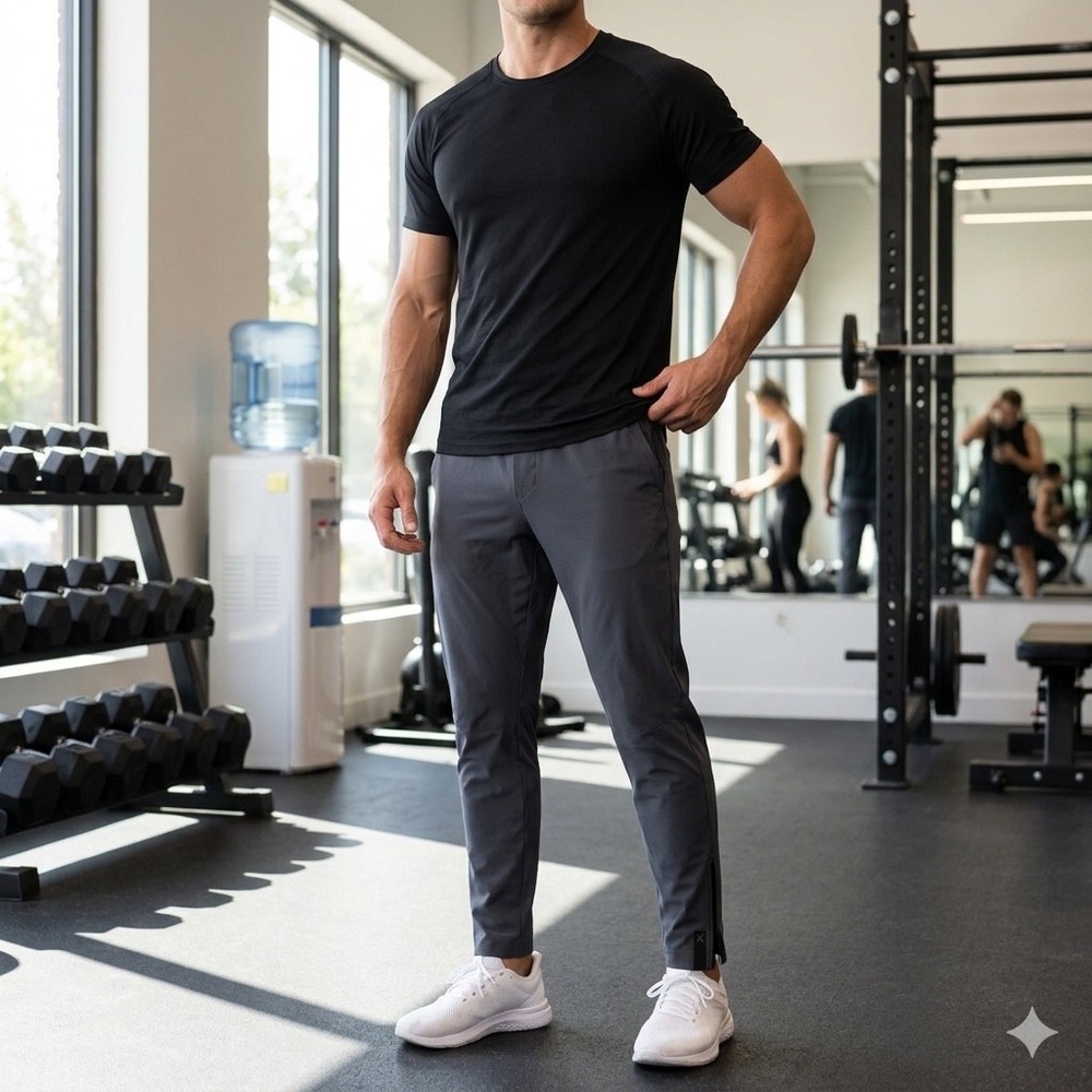 Ten Thousand Mens Interval Training Pants Charcoal Grey Athletic Gym Inseam 28.5